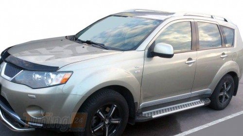 Erkul Боковые пороги площадки из алюминия Allmond Grey для Mitsubishi Outlander 3 2014-2020 - Картинка 1