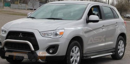 Erkul Боковые пороги площадки из алюминия Allmond Grey для Mitsubishi ASX 2010-2012 - Картинка 1