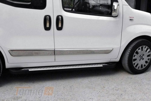 Erkul Боковые пороги площадки из алюминия Allmond Grey для Fiat Qubo 2008+ - Картинка 1