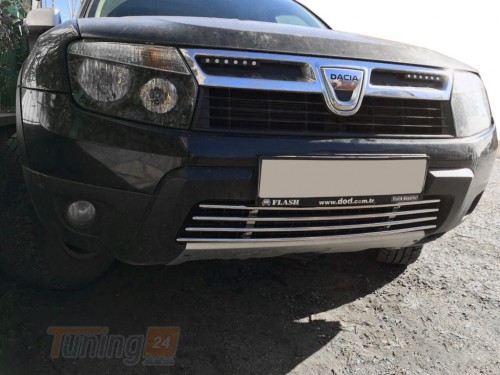 Carmos Хром накладка на решетку бампера для Renault Duster 2008-2018 из нержавейки цельная  - Картинка 2