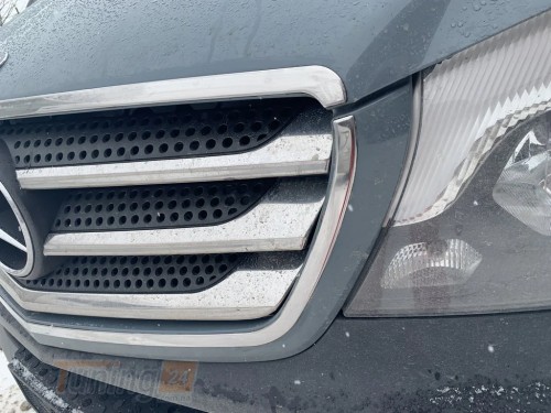 Carmos Хром накладки на обводку решетки радиатора для Mercedes Sprinter 2013-2018 из нержавейки 2шт - Картинка 4