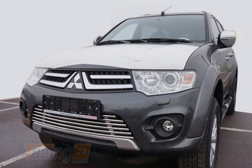 Carmos Хром накладка на решетку бампера для Mitsubishi Pajero Sport 2008-2015 из нержавейки - Картинка 1