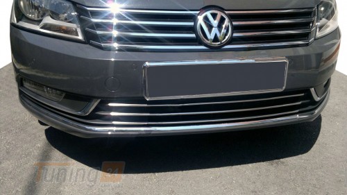 Carmos Хром накладки на решетку бампера для Volkswagen Passat B7 EU 2012-2015 из нержавейки 3шт - Картинка 1