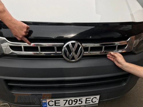 Carmos Хром накладки на решетку радиатора для Volkswagen T5 рестайлинг 2010-2015 из нержавейки 2шт - Картинка 2