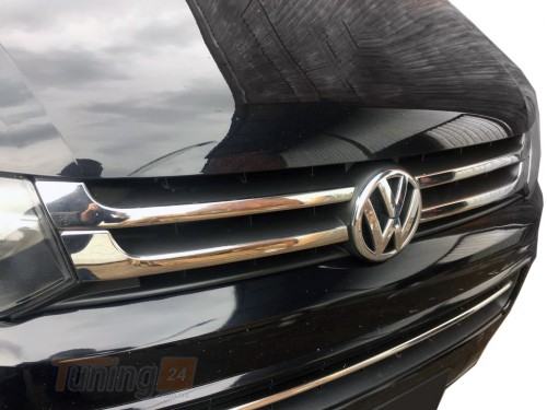 Carmos Хром накладки на решетку радиатора для Volkswagen T5 рестайлинг 2010-2015 из нержавейки раздельные 4шт - Картинка 1