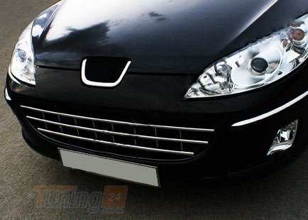 Libao Хром накладка на решетку бампера для Peugeot 407 2004-2011 - Картинка 4
