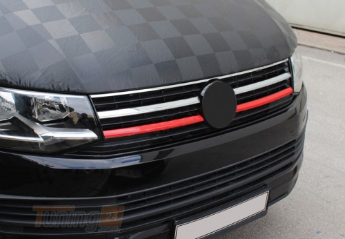 Omsa Хром накладки на решетку радиатора для Volkswagen T6 2015-2019 из нержавейки нижние красные 2шт - Картинка 1