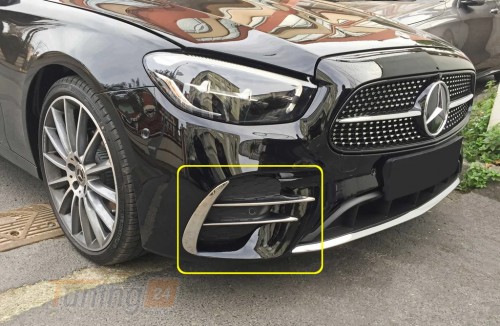 Carmos Хром накладки на передний бампер для Mercedes E-сlass W213 2020+ из нержавейки боковые 4шт - Картинка 1