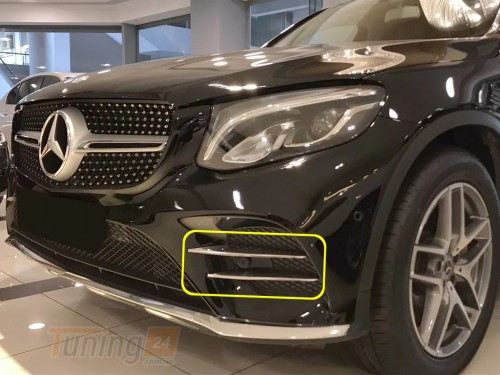 Carmos Хром накладки на передний бампер для Mercedes GLC X253 2015+ AMG из нержавейки боковые 4шт - Картинка 1