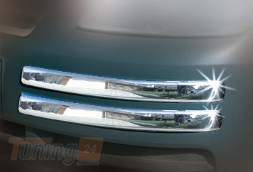 Carmos Хром накладки на уголки переднего бампера для Volkswagen Caddy 2004-2010 из нержавейки 4шт - Картинка 1