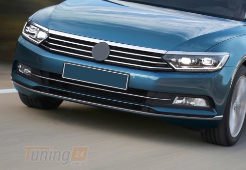 Carmos Хром накладки на передний бампер для Volkswagen Passat B8 2015-2019 из нержавейки 3шт  - Картинка 1