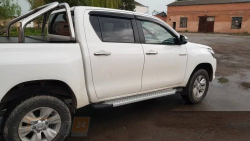 Erkul Боковые пороги площадки из алюминия Allmond Grey для Toyota Hilux 2019+ - Картинка 2