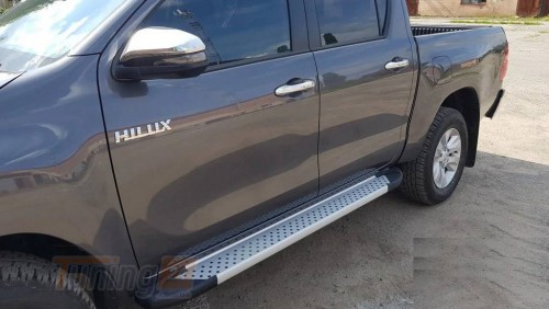 Erkul Боковые пороги площадки из алюминия Allmond Grey для Toyota Hilux 2019+ - Картинка 6