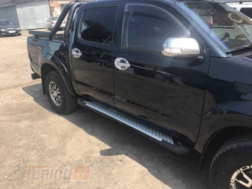 Erkul Боковые пороги площадки из алюминия Allmond Grey для Toyota Hilux 2011-2015 - Картинка 1