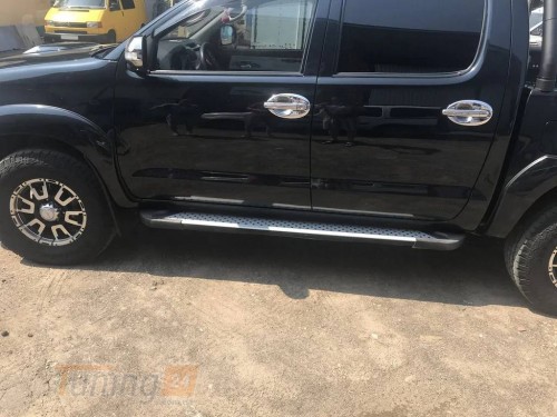 Erkul Боковые пороги площадки из алюминия Allmond Grey для Toyota Hilux 2011-2015 - Картинка 3