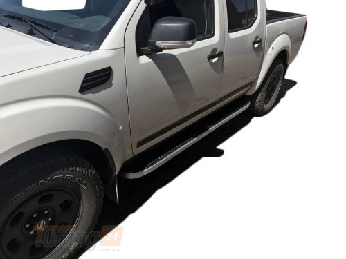 Erkul Боковые пороги площадки из алюминия Tayga для Nissan Navara D40 2005-2010 - Картинка 3