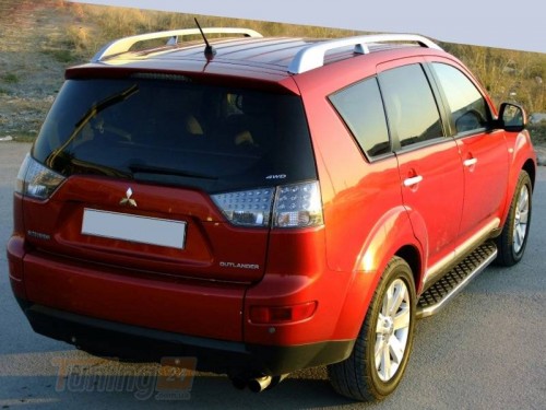 Omsa Бічні пороги майданчика з алюмінію BlackLine для Mitsubishi Outlander 2 2006-2010 - Зображення 1