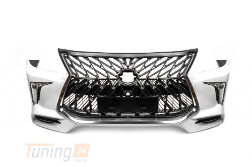 DD-T24 Передний бампер рестайлинг в стиле Lexus на Lexus LX 450D 2012-2015 (белый цвет) - Картинка 2