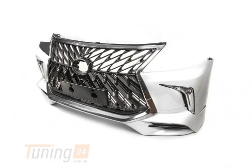 DD-T24 Передний бампер рестайлинг в стиле Lexus на Lexus LX 450D 2012-2015 (белый цвет) - Картинка 3