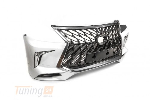 DD-T24 Передний бампер рестайлинг в стиле Lexus на Lexus LX 450D 2012-2015 (белый цвет) - Картинка 4