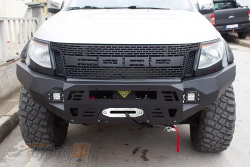 DD-T24 Передний бампер Dakar Чёрный без сенсора с подсветкой и Защита картера на Ford Ranger 2011-2015 - Картинка 2
