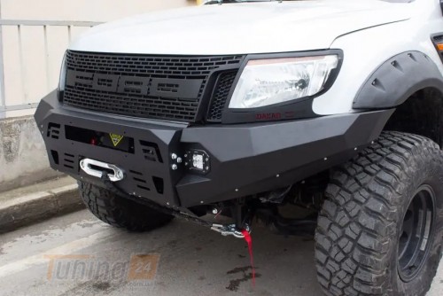 DD-T24 Передний бампер Dakar Чёрный без сенсора с подсветкой и Защита картера на Ford Ranger 2011-2015 - Картинка 4