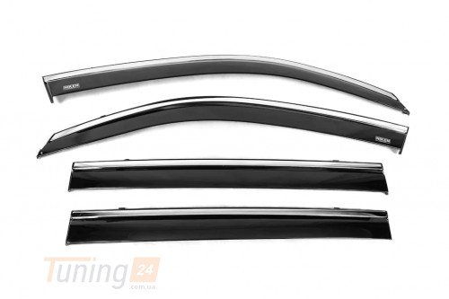 NIKEN Дефлекторы окон с хром полоской Ветровики Niken для Lexus LX 450D 2012-2015 (4шт) - Картинка 1