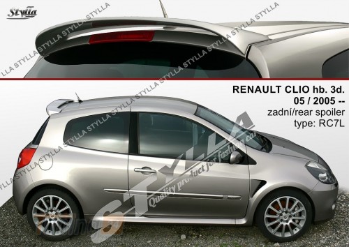 Stylla Спойлер задній на ляду для Renault Clio Hatchback 2005-2013 3 двері - Зображення 1