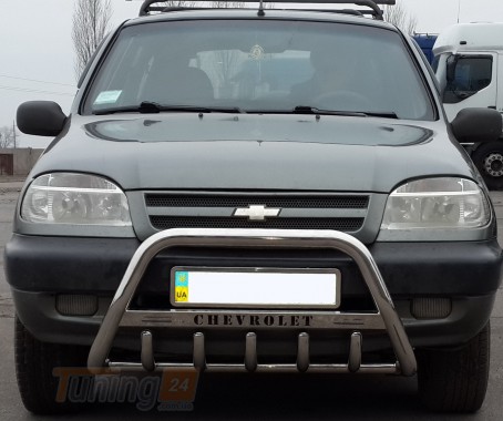 ST-Line Кенгурятник с надписью с клыками на CHEVROLET NIVA 2002-2009 (F1-09) - Картинка 1