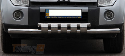 ST-Line Дуга с зубами защита переднего бампера ус на MITSUBISHI PAJERO Wagon 4 2006-2014 (F3-12) - Картинка 1
