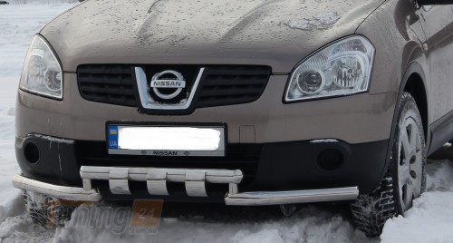 ST-Line Дуга переднего бампера ус на NISSAN QASHQAI +2 2006-2010 (F3-34) - Картинка 1