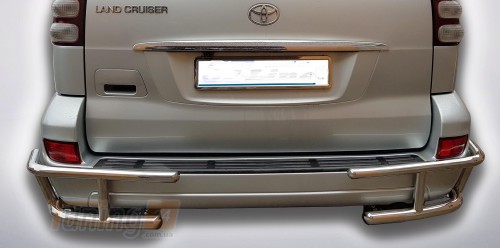 ST-Line Задняя защита бампера Углы двойные на TOYOTA LAND CRUISER PRADO 120 2002-2009 (B1-12M) - Картинка 1