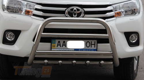 ST-Line Кенгурятник без надписи с усами Защита переднего бампера на TOYOTA HILUX 2015+ (F1-34) - Картинка 1