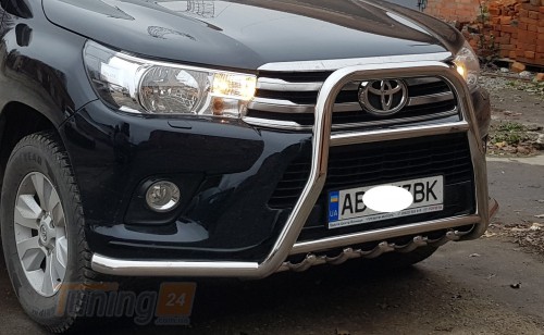 ST-Line Кенгурятник без надписи с усами Защита переднего бампера на TOYOTA HILUX 2015+ (F1-63) - Картинка 2