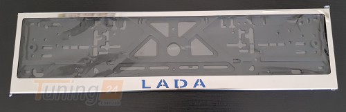 GIB Рамка номерного знака c надписью Рамка под номер с логотипом на ВАЗ (Lada) ГРАНТА 2011-2018 - Картинка 2