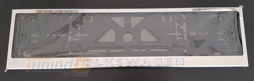 GIB Рамка номерного знака c надписью Volkswagen Рамка под номер с логотипом Фольксваген на Volkswagen AMAROK 2016+ - Картинка 2