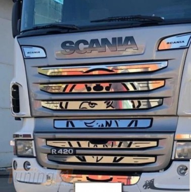 GIB Хром накладка на решетку радиатора центральная с лого для Scania R - Картинка 1