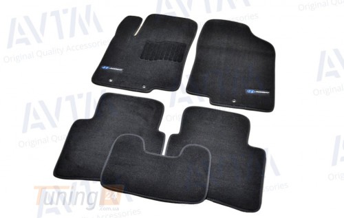 AVTM Ворсовые коврики в салон AVTM для Hyundai ACCENT 4 (SOLARIS) седан 2010-2017 Чёрные Premium - Картинка 1