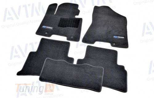 AVTM Ворсовые коврики в салон AVTM для Hyundai TUCSON кроссовер/внедорожник 2015-2021 Чёрные, Premium - Картинка 1