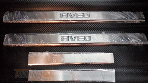Omcarlin Хром накладки на пороги на короб из нержавейки для Chevrolet Aveo sedan T250 2005-2011 - Картинка 1