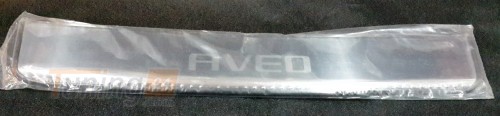 Omcarlin Хром накладка на задний бампер для Chevrolet Aveo hatchback T300 2012+ c загибом и с надписью - Картинка 1