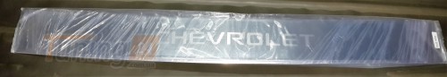 Omcarlin Хром накладка на задний бампер для Chevrolet Aveo hatchback T300 2012+ ровная с надписью - Картинка 1