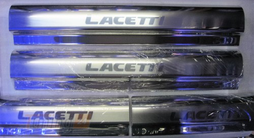 Omcarlin Хром накладки на внутренние пороги из нержавейки для Chevrolet Lacetti sedan 2002-2013 - Картинка 3