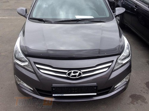 SIM SIM Дефлектор капоту (мухобійка) HYUNDAI ACCENT 4 (SOLARIS) 2014-2017 - Зображення 1