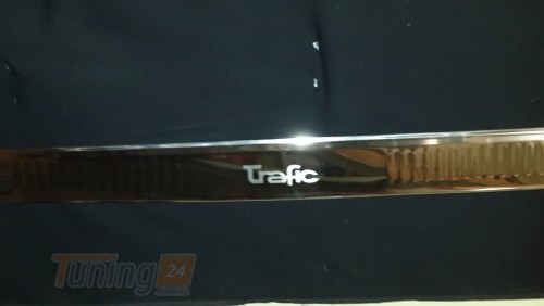 Omcarlin Хром накладка на задний бампер из нержавейки для Renault Trafic 2014+ короткая с надписью - Картинка 1
