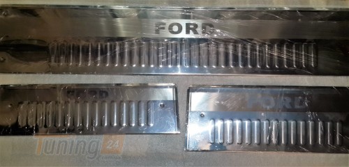 Omcarlin Хром накладки на внутренние пороги из нержавейки на пластик на Ford Transit 2000-2006 - Картинка 1