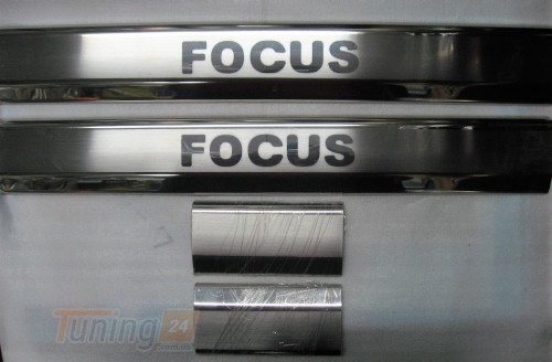 Omcarlin Хром накладки на пороги из нержавейки для Ford Focus 3 Hatchback 2011-2014 гравировка - Картинка 1