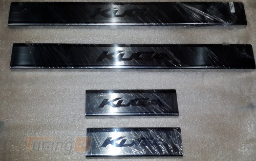 Omcarlin Хром накладки на внутренние пороги из нержавейки на пластик на Ford Kuga 2012-2019 - Картинка 1