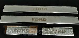 Omcarlin Хром накладки на пороги из нержавейки для Ford Edge 2014+ с надписью Ford - Картинка 1