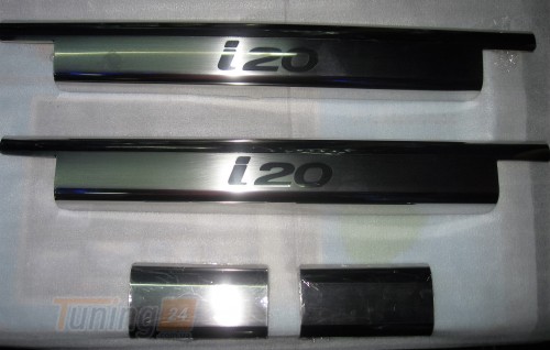 Omcarlin Хром накладки на внутренние пороги из нержавейки для Hyundai i20 2008-2014 - Картинка 1